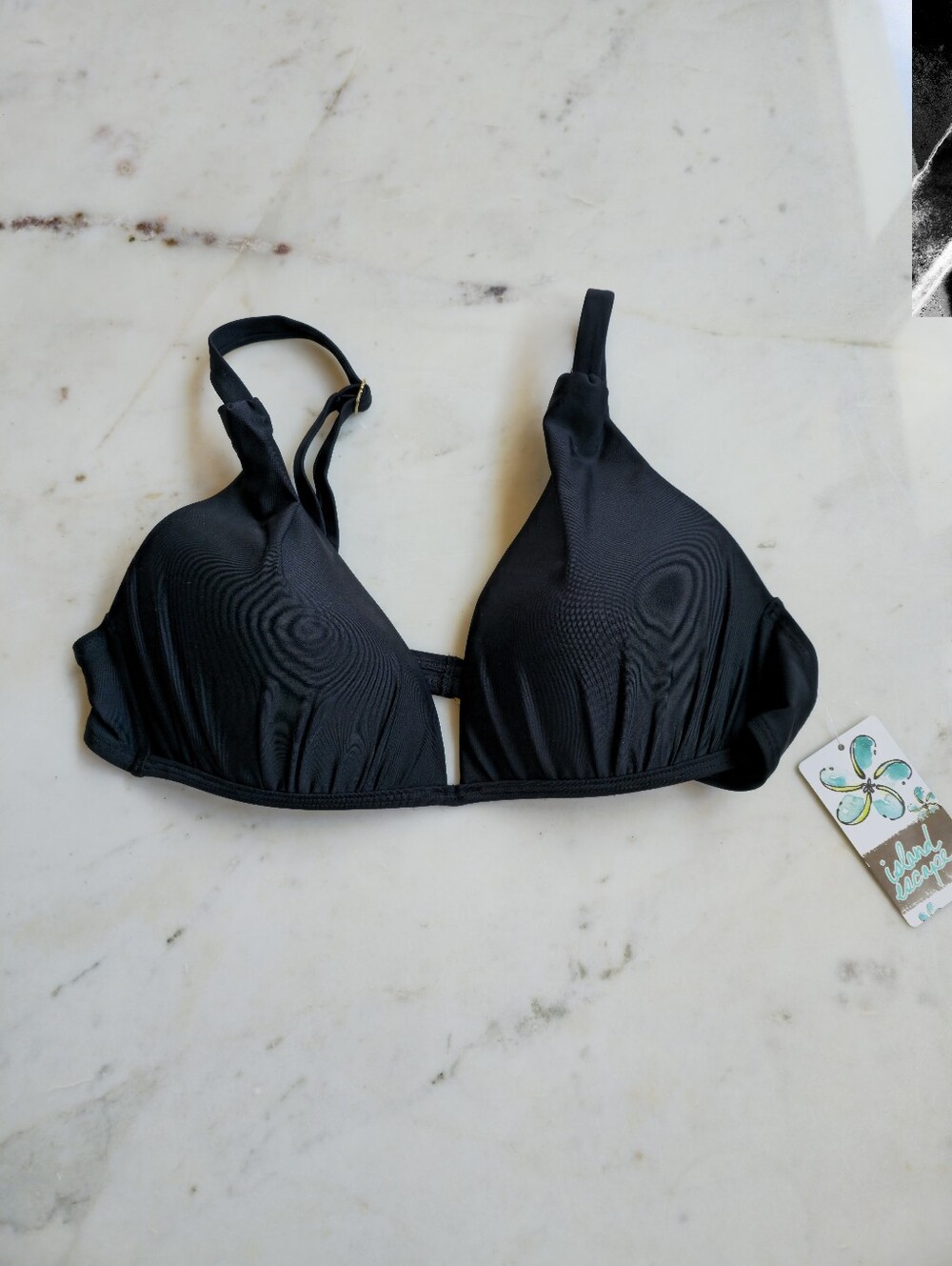 NWT Island Escapes Black Bikini Top Size 14